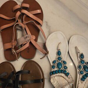 Lot of 3 Sandals: Mossimo, Jinny, & Jeweled Thong Sandals